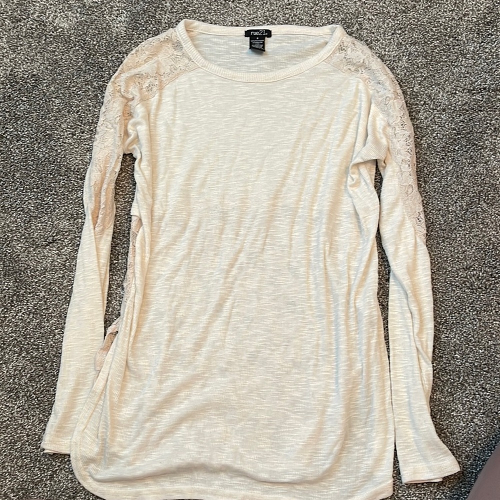 Cream long-sleeve with lace back
